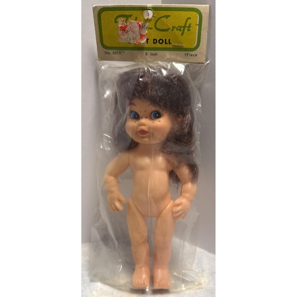 Other - Fibre Craft 8" Brown Hair Craft Doll No. 3019 Acrylic Hair Plastic NEW Head Body